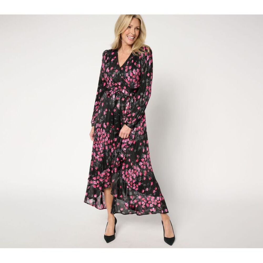 Summersalt Women's Petite Dress P2XS Faux Wrap Pleated Multi-colored